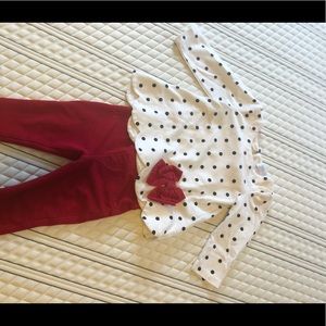 Baby girl red Christmas polka dot outfit